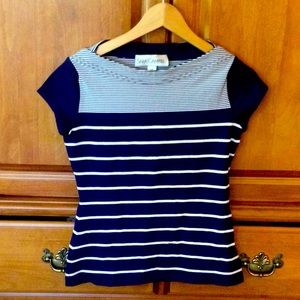 Sara Campbell stretchy navy striped top (XS)